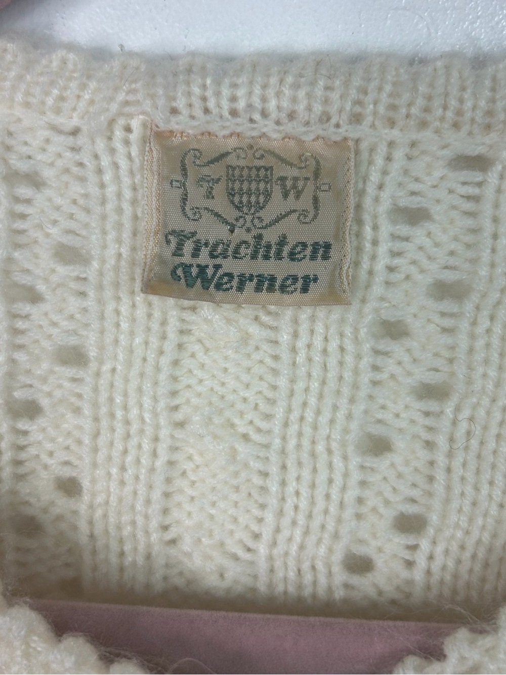 Vintage Cottagecore Grandmacore Cable Knit Cardigan Cream Sweater Size Small 90s - Picture 8 of 11